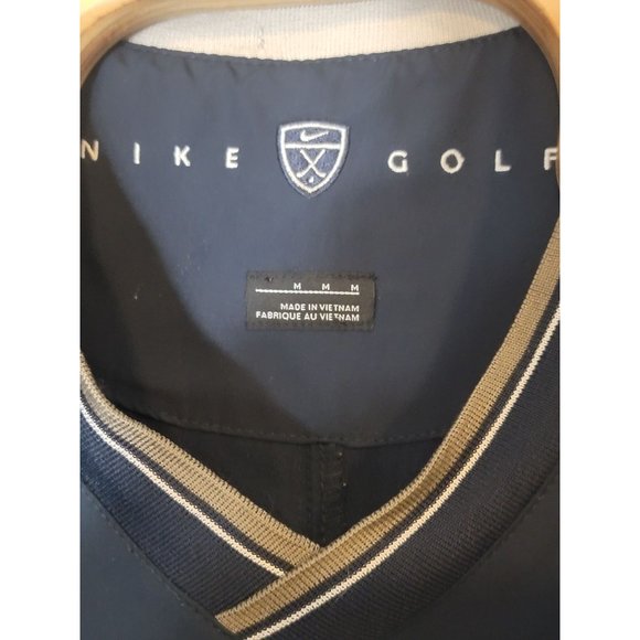 Nike Golf Wind Shirt V Neck Warm Up Jacket Size Medium Pull Over Blue Polyester - Picture 5 of 6